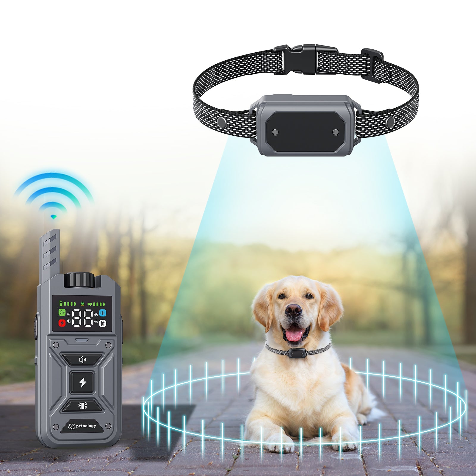 Petnology 2-in-1 Wireless Dog Fence and Training Collar Gray